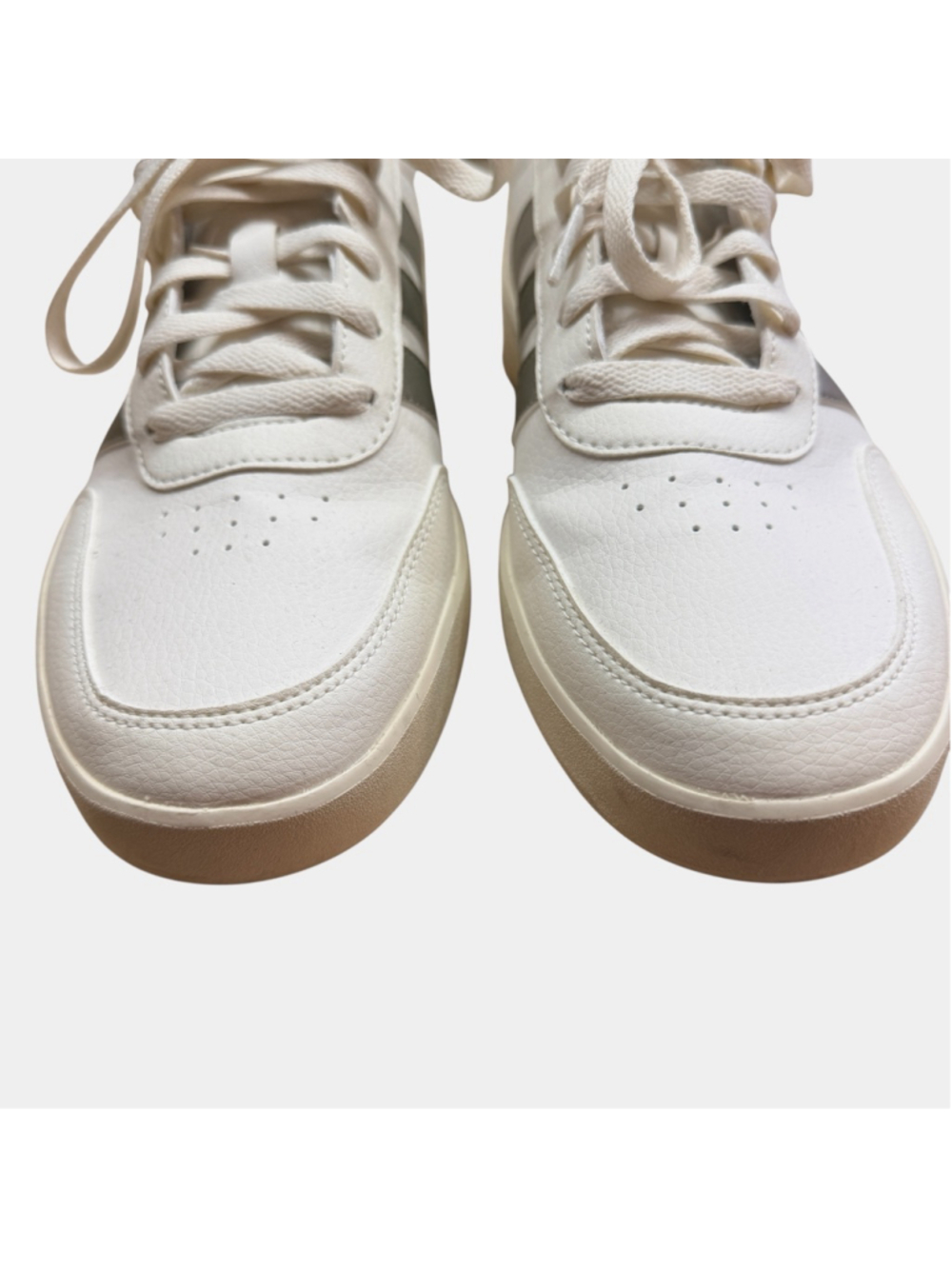 Adidas Women’s Size 10 White Silver Stripe Sneakers Casual Lace Up Shoes - Picture 7 of 12